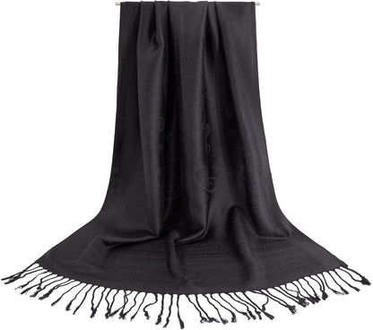 Ciormis Two Tone Silky Paisley Pashmina Shawl Scarf,Soft Women's Rave Jacquard Pashminas Wrap Scarves