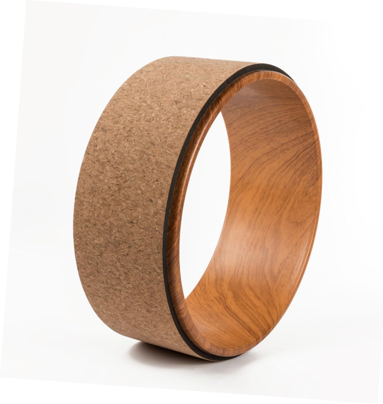Natural Cork Yoga Wheel for Backbend and Stretching Durable Exercise Circle for Yoga Training Massage Tool for Back Pain Relief and Muscle Warm-up