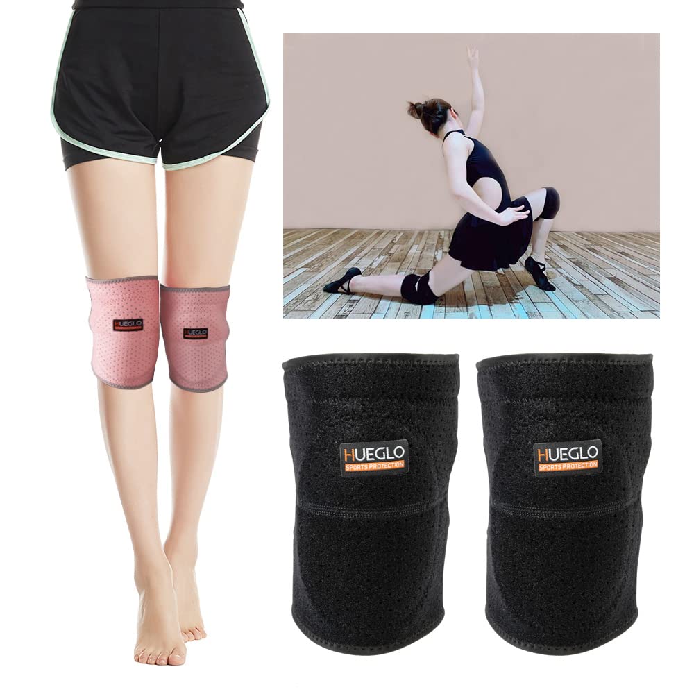 HUEGLO Protective Knee Pads for Dancers,Volleyball Knee Pad for Girls,Soft Sponge Knee Pads for Avoid Floor Burns & Bruising,1Pair,Black,Medium