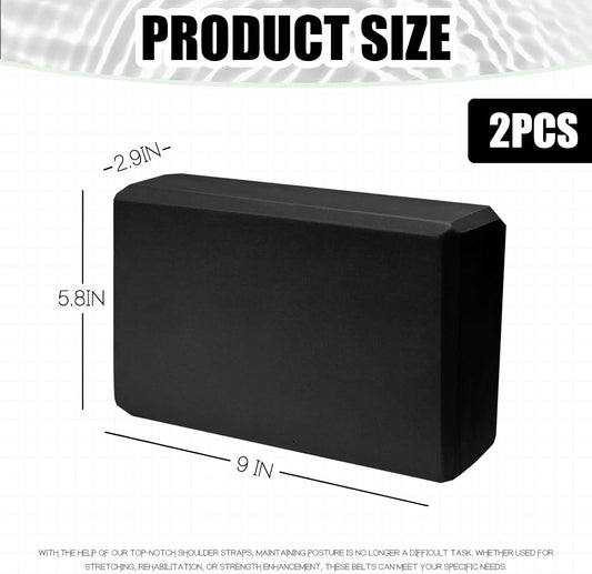 2 Pcs Yoga Blocks, 9"x6"x3" Foam Blocks Yoga Props for Pilates Stretching and Meditation Exercise Blocks Lightweight Yoga Essentials