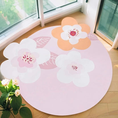 ABREEZE Irregular Large Flower Meditation Mat Non Slip Round Pilates Yoga Mat Natural Rubber with Sueded Surface Exercise Mat