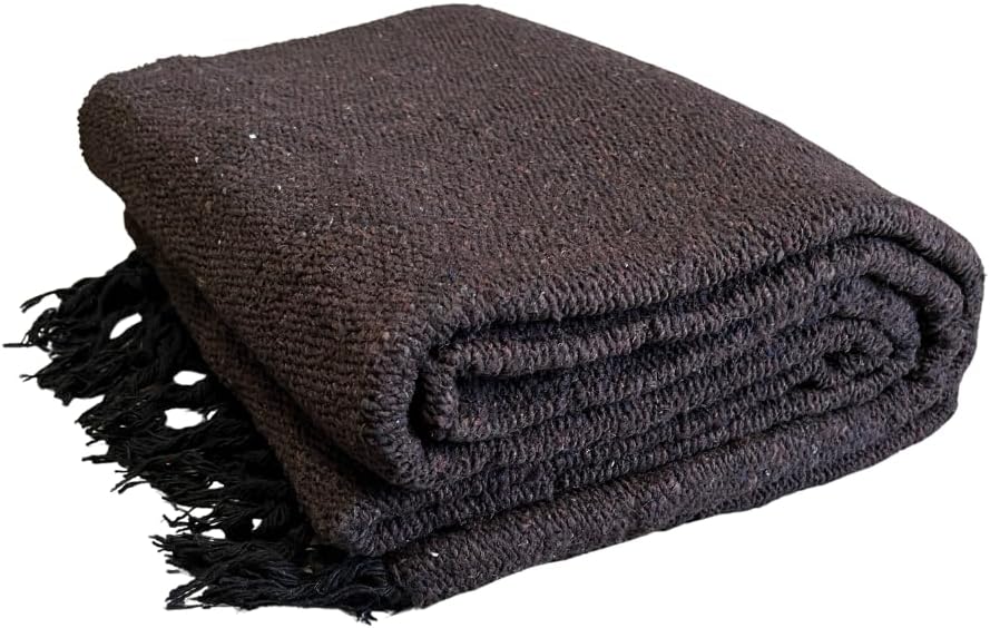 Open Road Goods Solid Color Mexican Yoga Blanket – Large Handwoven Throw for Yoga, Beach, Camping or Home – Soft and Durable Cotton Blend