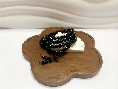 Handmade Mala Beads Bracelet 108 8mm Prayer Meditation Bracelet Sandalwood Elastic, Buddhist Beads, Prayer Mala Necklace for Men and Women Gifts
