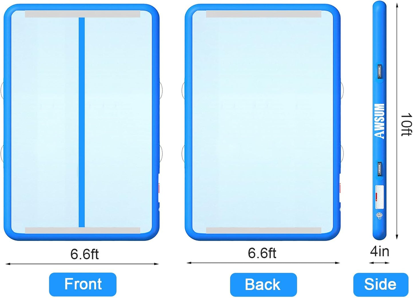 AWSUM Inflatable Gymnastics Mat 10ft/13ft/16ft/20ft/23ft Training mat 4/8 inches Thick tumbling mat with Electric Pump for Home/Gym/Outdoor