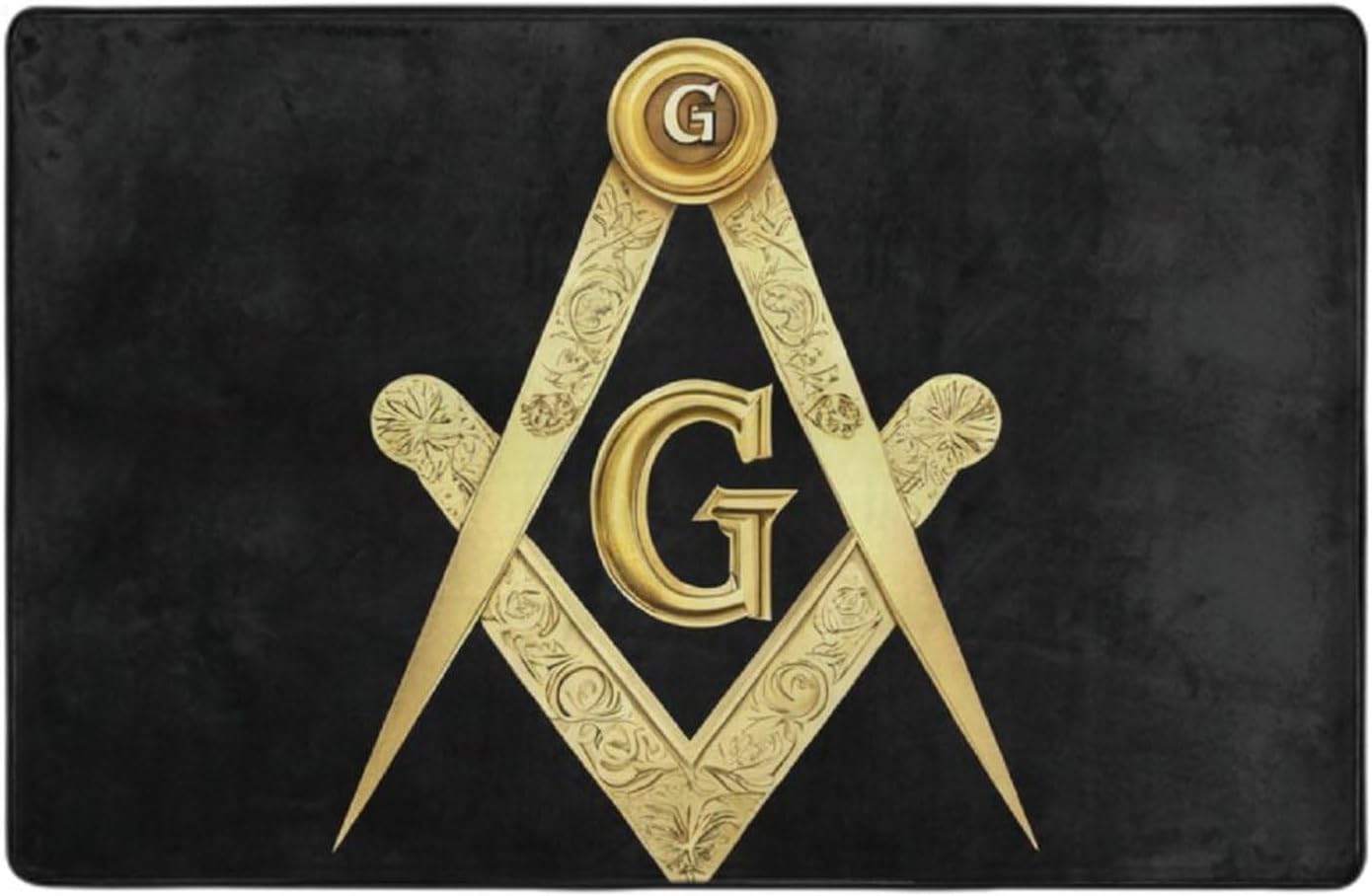 Comfortable Memory Foam Area Rugs with Anti-Skid Rubber Backing, Gold Freemason Freemasonry Masonic Yoga Mat Indoor Entryway Mat for Bedroom Livingroom Sitting Room Home Art