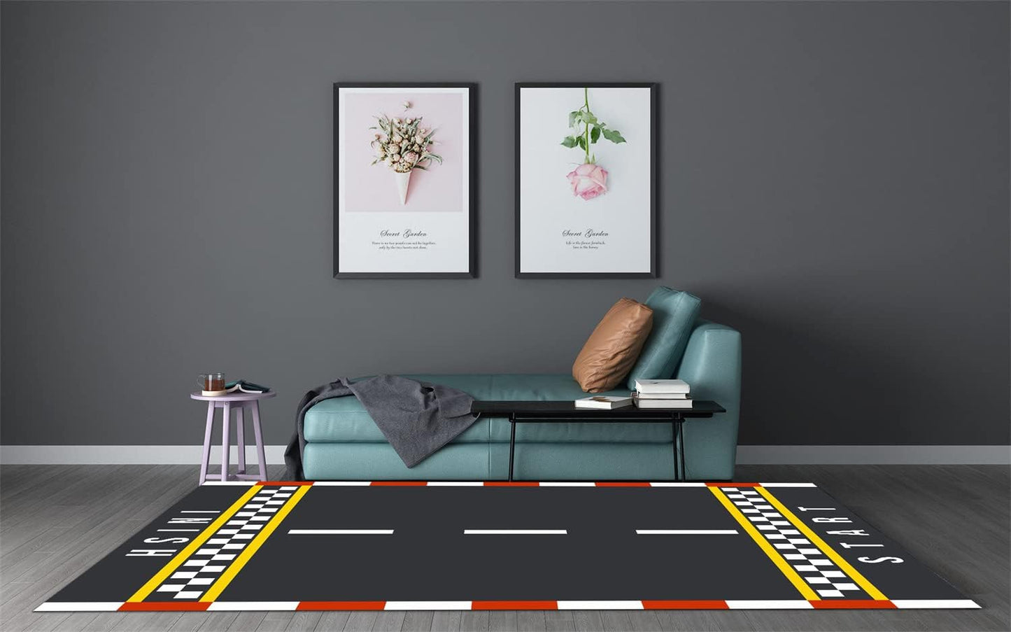 Sports Field Area Rug,5x7ft, Soccer Field Chalked Blackboard Football Stadium Board Painted Non-Slip Soft Carpet Floor Mat Indoor Living Room Bedroom Rugs Yoga Mat Home Decor