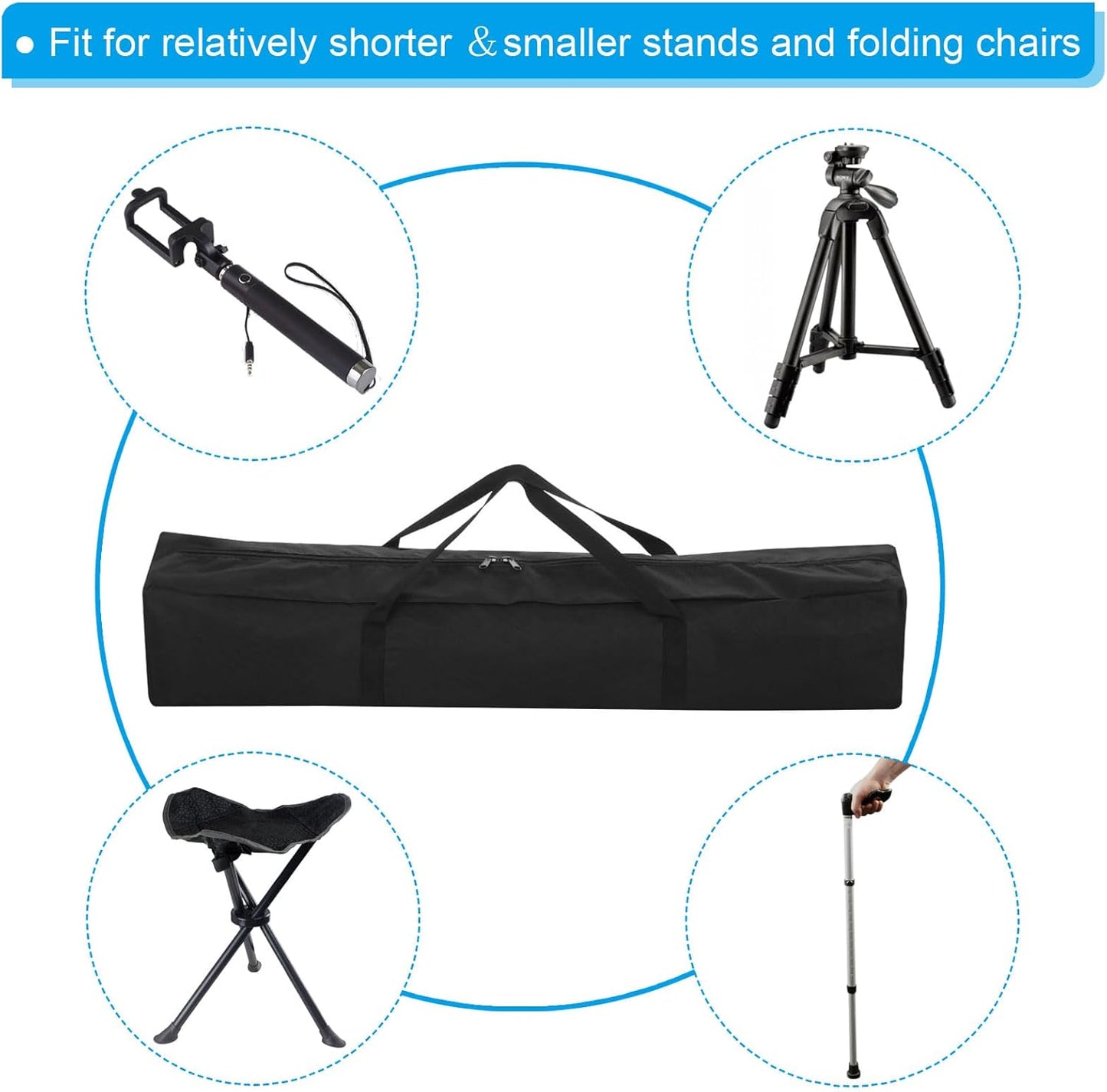 PATIKIL 25 Inch Camp Chair Replacement Bag, Nylon Foldable Carrying Bag Large Zippered Bag with Shoulder Strap for Camping Travel, Black