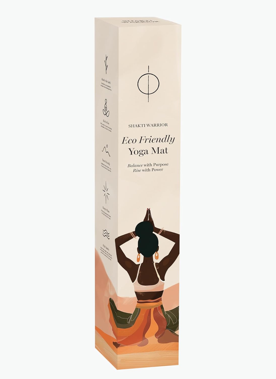 Shakti Warrior Cork Yoga Mat - Artist Designed, Premium Printed Eco-Friendly Non-Slip mat, Great for Regular & Hot Yoga, Pilates, Workouts 72 inch x 24 inch x 3mm Thick