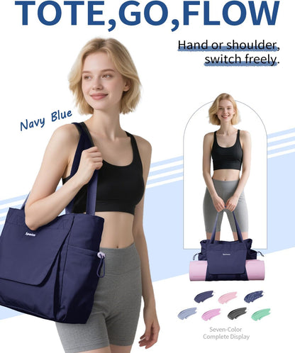 sportsnew Yoga Mat Bag Tote Yoga Gym Bags For Women Men with Waterproof Wet Pocket & Hook-and-loop, Quick Access Storage Yoga Mat Bag Carrier