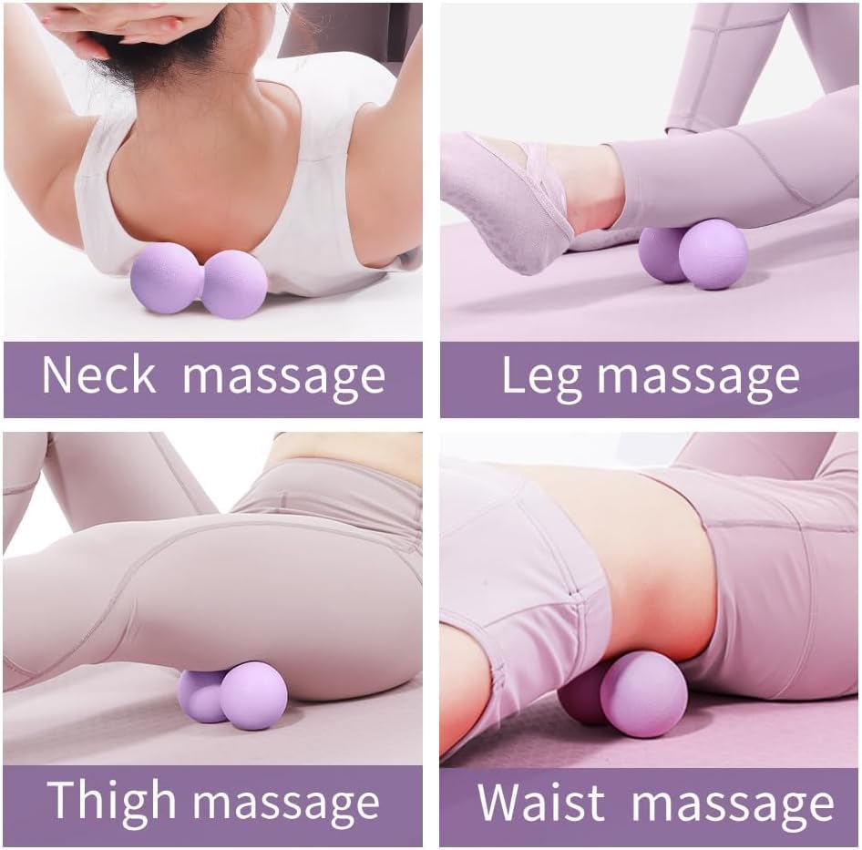 Double Lacrosse & Micro-Elastic Peanut Massage Ball - Myofascial Release Tool for Muscle, Back, Foot, and Physical Therapy, Mobility Roller for Acupressure and Relaxation (Pink)