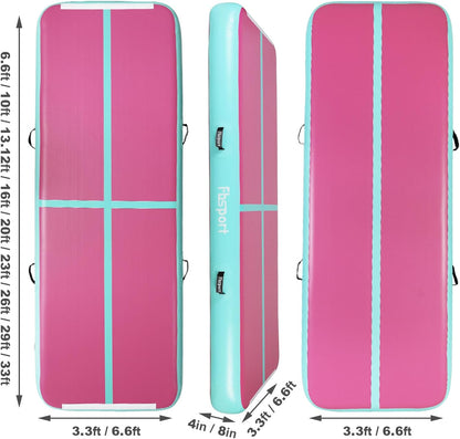 FBSPORT Inflatable Air Gymnastics Mat Training Mats 4/8 inches Thickness Gymnastics Tracks for Home Use/Training/Cheerleading/Yoga/Water with Pump
