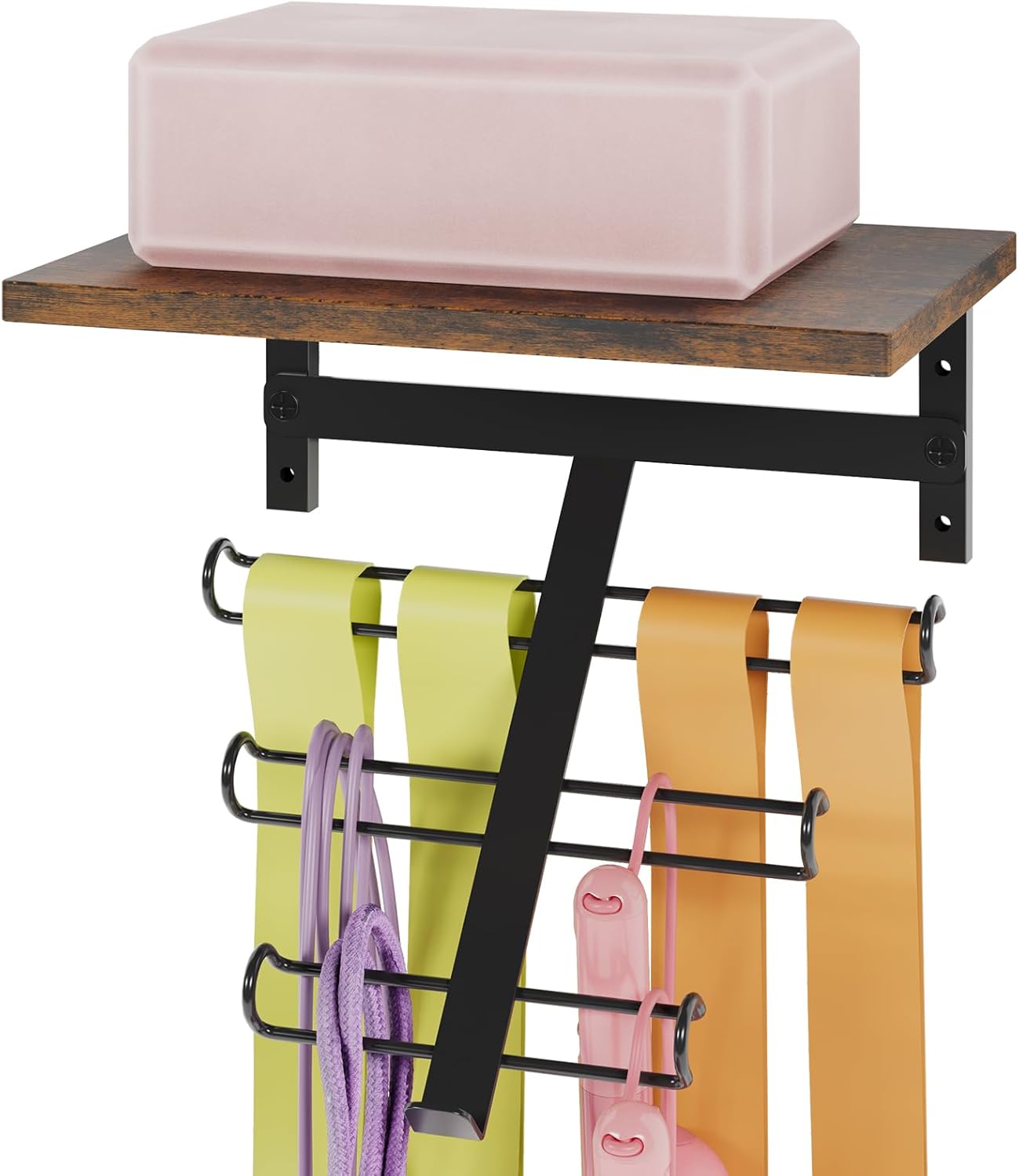 TJ.MOREE 2 Tier Floating Shelf Compatible with Tonal Accessories, T-Bracket Lock Adapters Hanger, Wall Mount Home Gym Storage Rack for Fitness Equipment