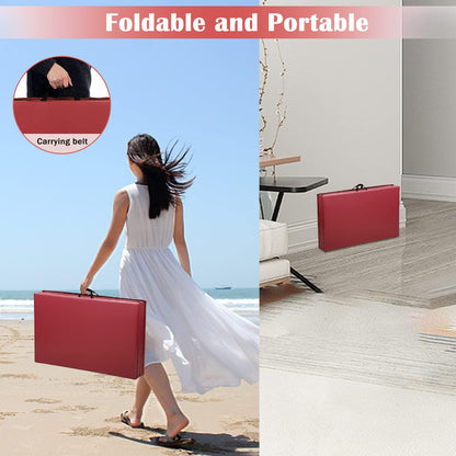 Gymnastics Mat for Tumbling, Folding Tumbling Mat Exercise Mat Gym Mat Tumbling Mats for Kids, Adults, PU Leather Yoga Mat with Carrying Handles