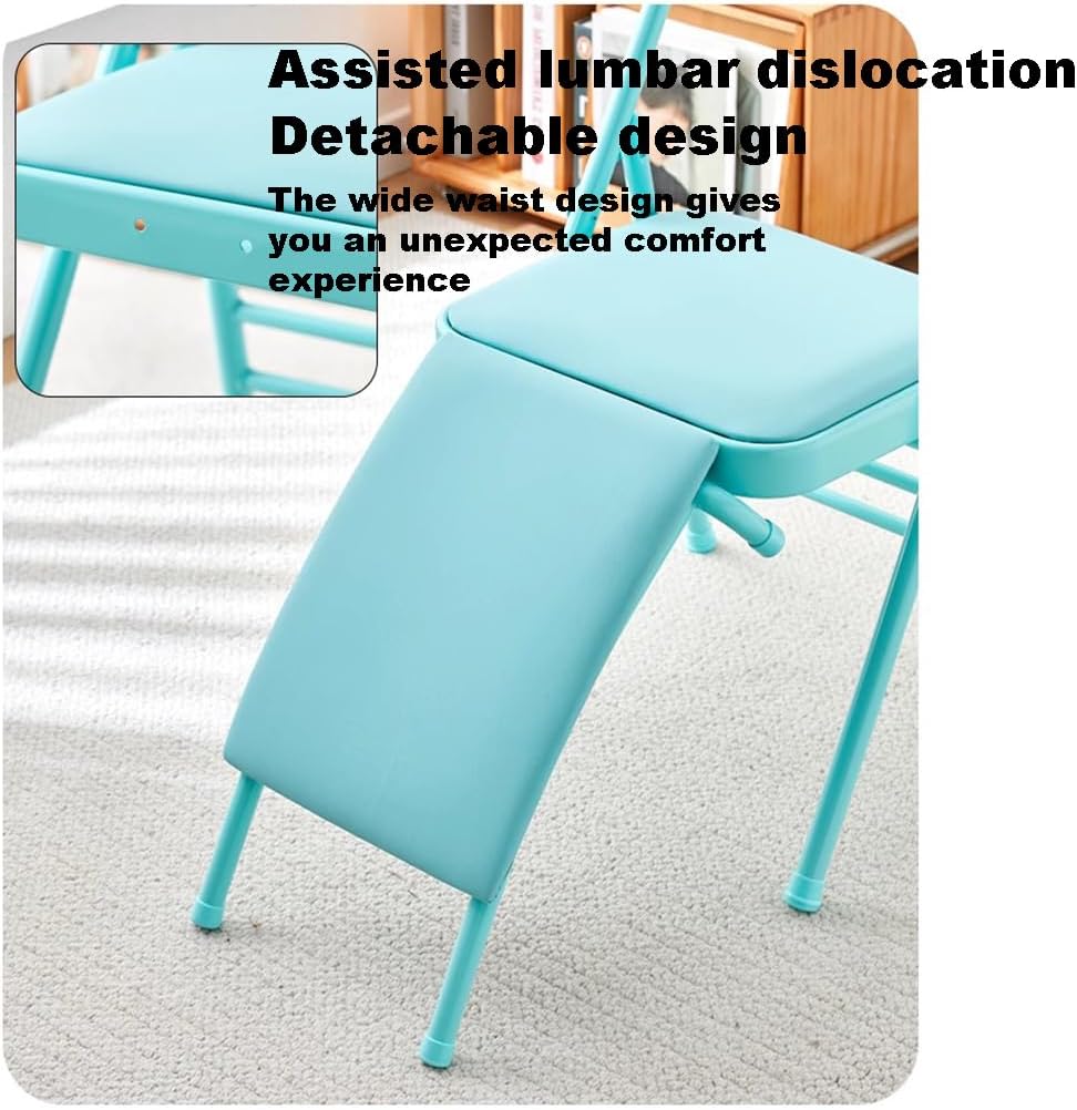 Foldable Yoga Auxiliary Chair for Adults, with a Load Capacity of 300 pounds, Iyengar Yoga Chair with Lumbar Support, Foldable Yoga Chair, Stable and Durable,Blue-No Lumbar Support, Nolumbarsupport