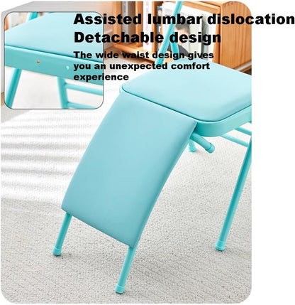 Foldable Yoga Auxiliary Chair for Adults, with a Load Capacity of 300 pounds, Iyengar Yoga Chair with Lumbar Support, Foldable Yoga Chair, Stable and Durable,Blue-No Lumbar Support, Nolumbarsupport