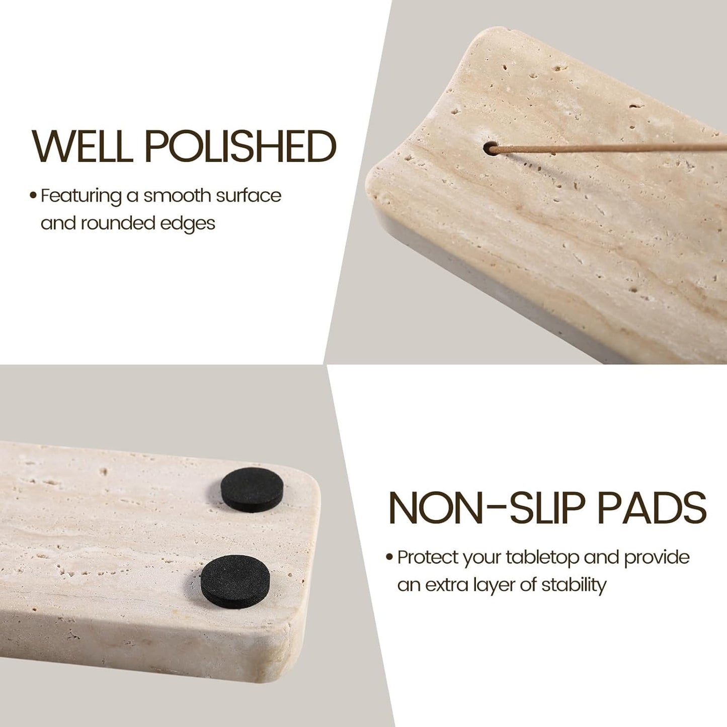 Koville Marble Incense Holder, Incense Holder for Sticks, Incense Sticks Holder Ash Catcher for Meditation Yoga SPA, Natural Stone Incense Burner, Home Table Decor (Green)