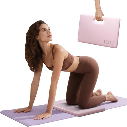 ILILI Yoga Knee Pad Foldable, TPE Soft Pad 24*17*0.5inch (Folding Size 17*12*1inch) for Knee Push-ups, Plank Support＆Elbow/Knee Support, Portable and Lightweight for Yoga Pilates, Fitness Exercise, Outdoor
