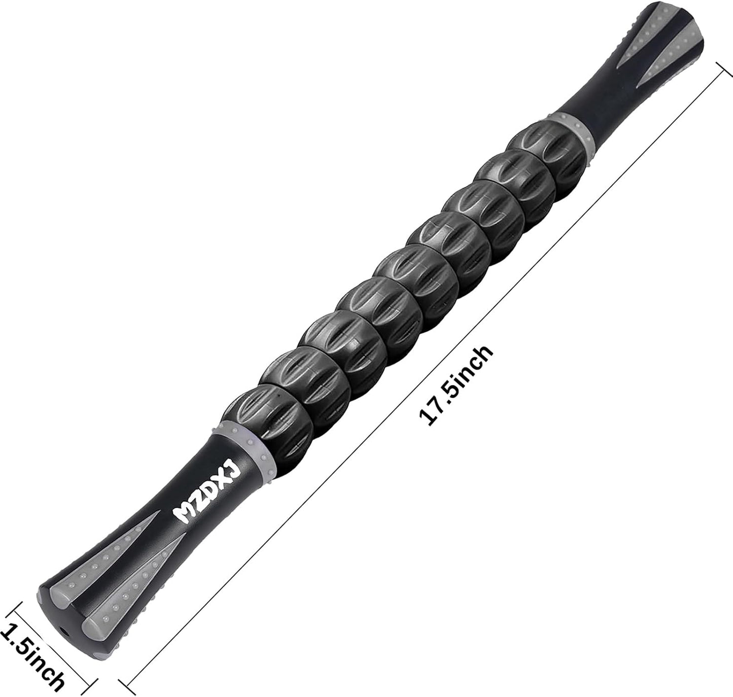 Muscle Roller Massage Roller Stick- Deep Tissue Fascia Blaster for Myofascial Pain Relief, Lymphatic Drainage & Body Sculpting, Handheld Physical Therapy & Recovery Tool (Gray black-18 inch)