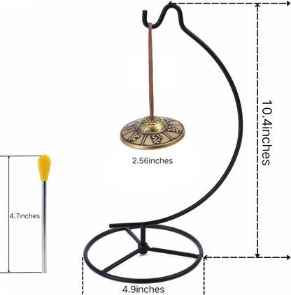 Tingsha Chime Bells 2.5" Table Healing Bell with Striker,Tibetan Finger Cymbals for Spiritual Healing Mindfulness Meditation Yoga Buddhist, Relaxation(Om Mane Padme Hum Symbols Embossed)