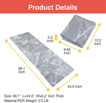 Primasole Folding Yoga Travel Pilates Mat Foldable Easy to Carry to Class Beach Park Tear resistant Travel Picnics 4mm Thick 9 Colors