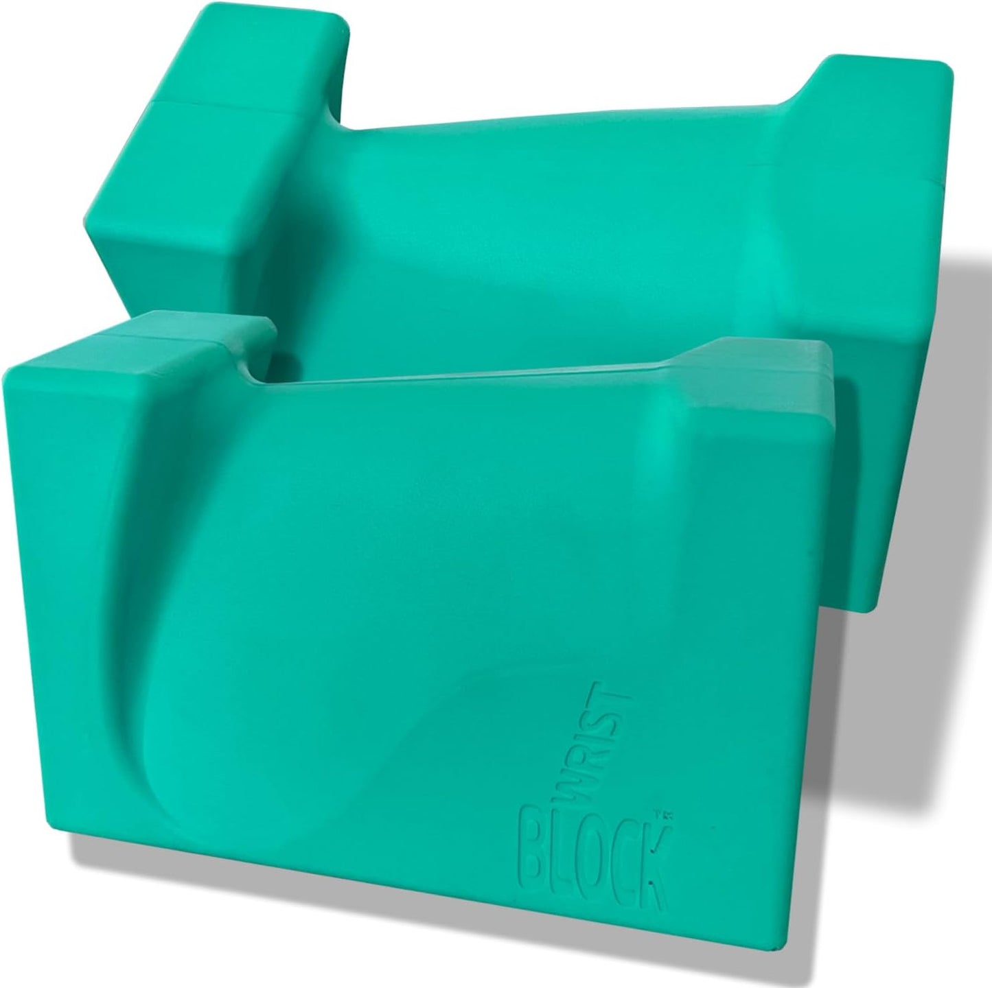 WRIST BLOCK™ The Ultimate Evolution in Premium Quality Yoga Blocks (Set of 2, Teal) - Designed to Eliminate Wrist Strain During Yoga, Pilates, Pushups and Other Exercises - Wrist Support - Meditation