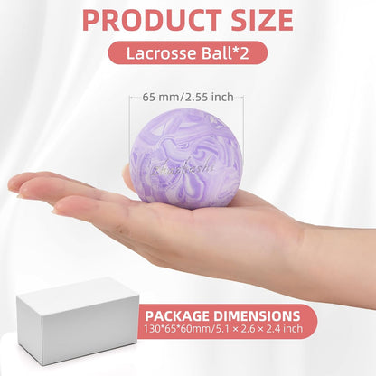 Massage Lacrosse Balls 2 Pack, Rubber Trigger Point Therapy Balls for Deep Tissue Myofascial Release, Plantar Fasciitis & Muscle Soreness Relief, Portable Pain Relief Tool (Purple and Blue)