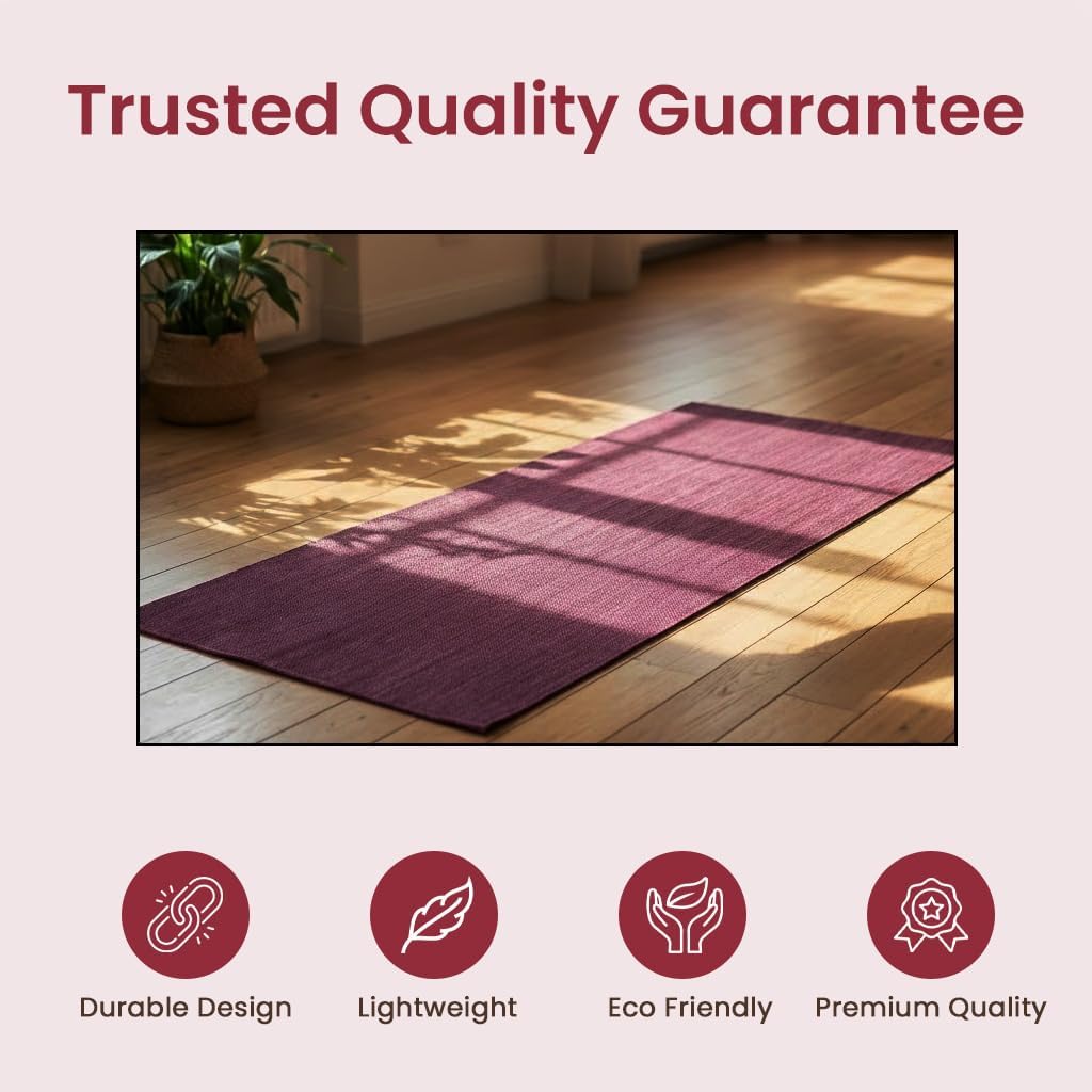 LFH Home Handmade Cotton Yoga Mat Cotton Rug picnic mat For Exercise, Workout, Fitness - Perfect Heavy Quality Eco Friendly Natural Cotton Woven Reversible Yoga Mats for Men & Women - 72x26 Inch.
