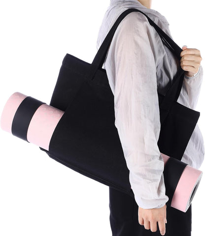 Halloscume Yoga Bag Set for Women Including Yoga Mat Tote Bag, Booty Resistance Bands, Non Slip Sports Socks Silicone Ties for Pilates Travel Workout Office Home Gym