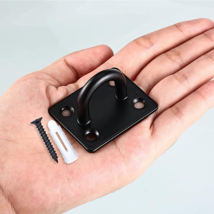 Stainless Steel Ceiling Hooks Pad Eyes Plate 6pcs 1.8" Heavy Duty Marine Hardware Hooks with Screws and Plastic Anchors Wall Mount Top Hook Hanging for Yoga Hammock Sandbag Plant Basket