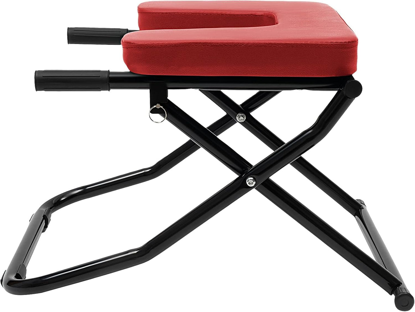 Yoga Inversion Bench, Foldable Yoga Headstand Bench with PU Pads, Steel Yoga Inversion Chair for Balance Training,Core Strengthening, Shoulderstand and Strength Training, Red