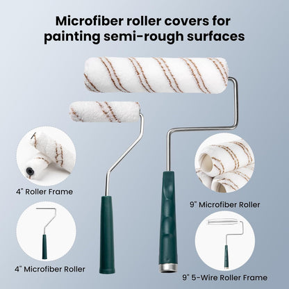 Mister Rui Paint Roller Kit, 9 Pack 6 Inch High Density Foam Paint Roller, Paint Tray with Liner, Mini Paint Rollers for Painting Walls, Small Paint Roller Tray Set