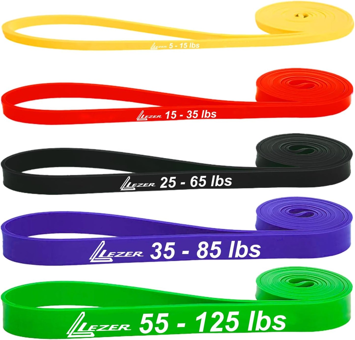 LEZER Resistance Bands - Pull Up Bands for Home Gym Fitness, Stretching, Physical Therapy & Training - Includes Instruction