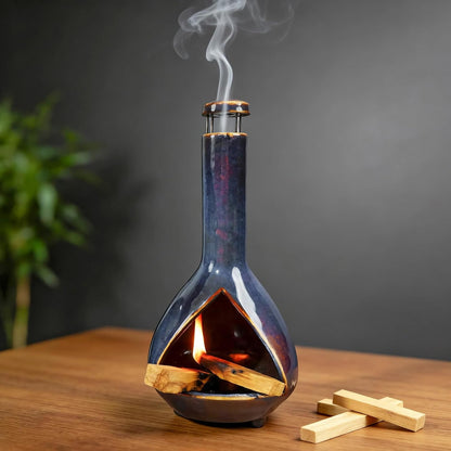MOUGIGI Handcrafted Palo Santo Holder Ceramic Incense Burner - Compact Size for Meditation Space - Burn Palo Santo Sticks and Cones Safely - Sage Aromatherapy Decor