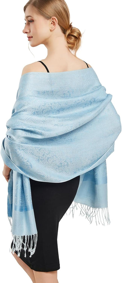 vimate Silky Paisley Pashmina Shawl Scarf-Women's Soft Double-side Jacquard Pashminas Wrap for Evening Dress Travel Shawl