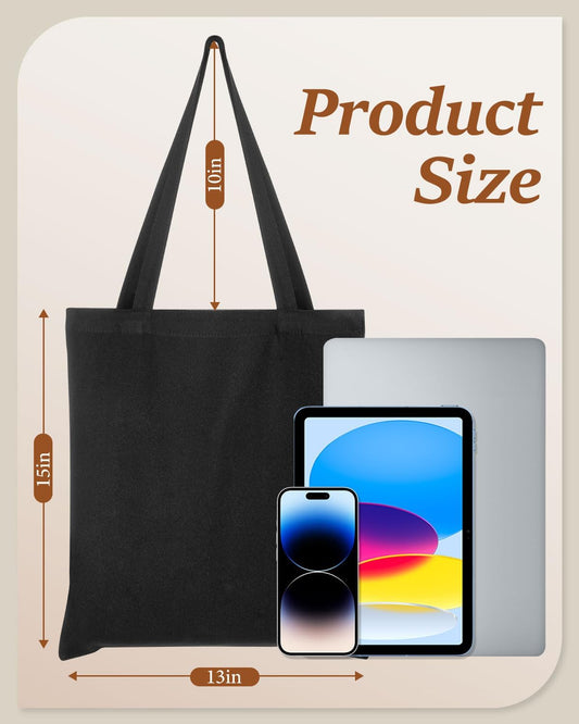Lzerking Canvas Tote Bag Bulk for DIY Projects, 13x15 Inches Tote Bags for Grocery Shopping, 10oz Machine Washable Fabric