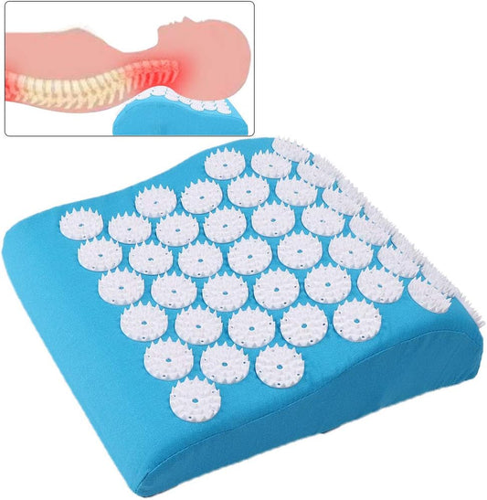 Acupressure Massage Pillow Improve Stiffness Safe Acupressure Pillow Improve Fatigue Relieve Headache Multiple Massage Points Keep Healthy Home Use for Sleep(Blue)