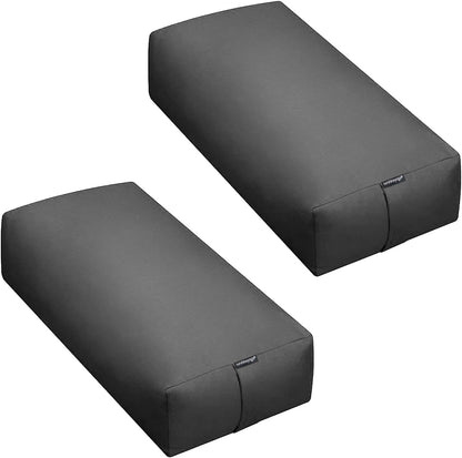 Extra Firm Large Yoga Bolster, 24" x 12" x 6" Cinched OR Zippered Yoga Pillow, Rectangular Cotton Cushion With Removable Cover for Studios, 1 Pack or 2 Pack