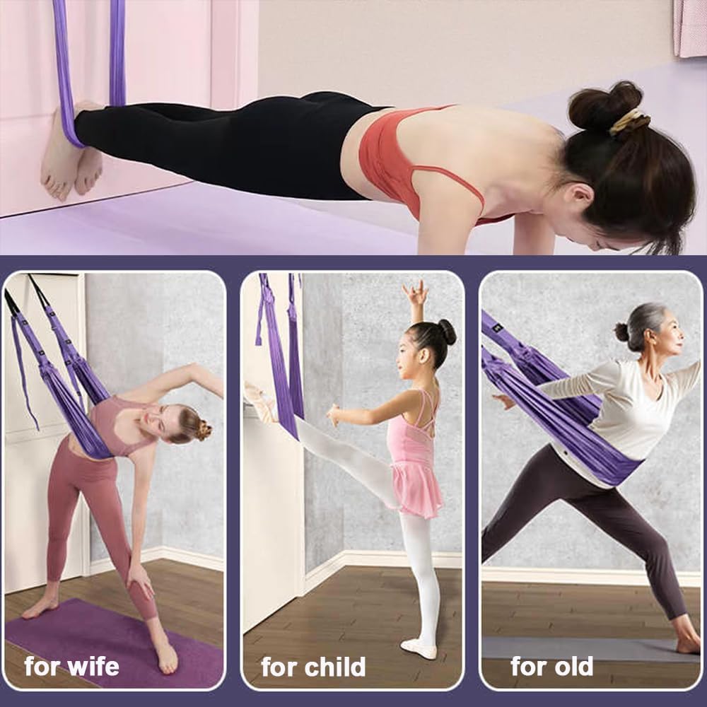 Leg Stretcher Strap - Yoga Stretching Strap,Yoga Door Swing,Backbend Training Rope with Door Anchor, Flexibility Trainer Stretching Equipment Assist Stretch Strap for Fitness Gymnastics Dance Aerial Ballet (purple)