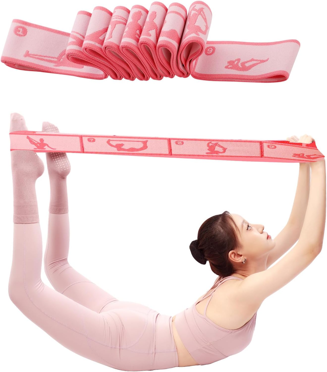 9 Loops Elastic Yoga Strap - Adjustable Stretching Band for Physical Therapy, Dance, Pilates & Gymnastics, Multi-Loop Exercise Band for Flexibility, Home Workout