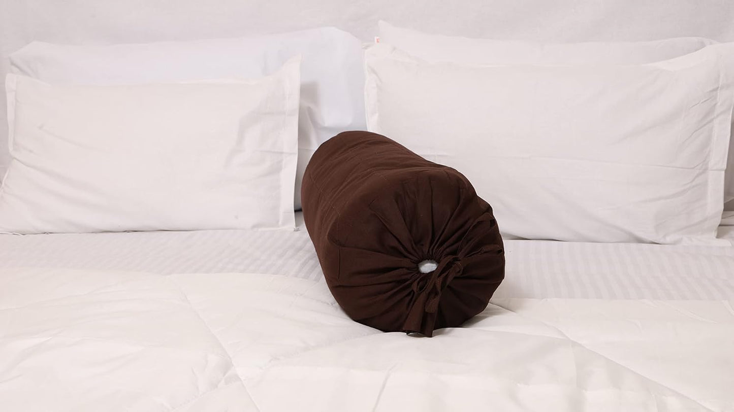 Saffron Quilted Bolster Pillow Cover (Brown, 8" Diameter x24 Long (20 cm x 60 cm))