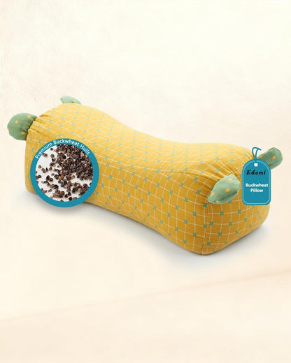 Buckwheat Pillow for Sleeping - Adjustable Buckwheat Hull Pillow for Neck Support, 16.5" x6.3” Cervical Roll Pillow, Firm Cylinder Bolster for Pain Relief, Yoga, Lumbar Support