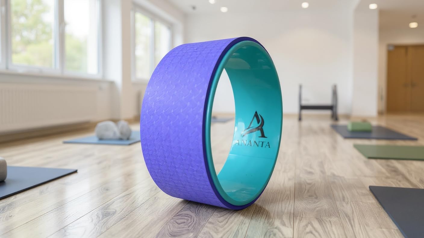 Yoga Wheel with Support Pad – Back Stretcher, Flexibility Trainer, and Core Strength Builder – Durable, Non-Slip, Comfortable Design for Yoga, Pilates, and Fitness