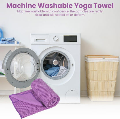 flintronic Yoga Towel, Yoga Mat Towel with Grip Dots, Microfiber Yoga Blanket Towels, Soft & Breathable, with Quick Dry Towels and Mesh Carry Bag, for Bikram, Pilates and Workout, 24" x72", Purple