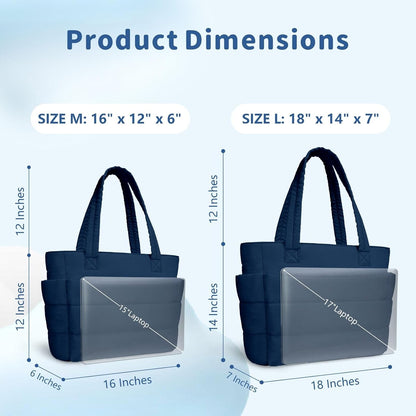 TOPDesign Puffer Tote Bag for Women, Lightweight Puffy Handbag with Compartments, Quilted Shoulder Bag for Work, Travel, Gym - Colors A