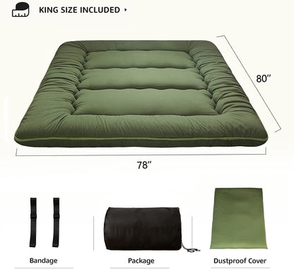 MAXYOYO Bohemian Retro Mattress Boho Floral Japanese Futon Mattress Tatami Floor Mat Foldable Portable Camping, Sleeping Pad, Lounger Couch Bed Full Size