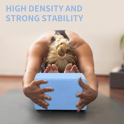 Yoga Block 2 Pack 9"x6"x3", Sturdy Yoga Foam Blocks, High Density & Non Slip Surface for Pilates & Stretching, Fitness Accessories for Stability & Balance