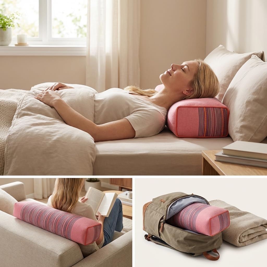 Adjustable Buckwheat Hull Pillow for Neck Pain Relief (21x8x4in) Natural Cooling Cervical Support Organic Pillow for Side & Back Sleepers with Night Sweats (Grey)