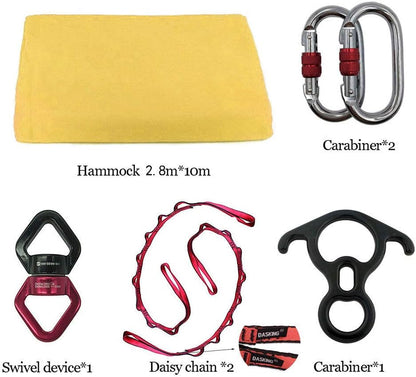 DASKING Aerial Silks Starter Kit - Durable 11Yards of Aerial Yoga Hammock with Hardware, Aerial Swing for Acrobatic Flying Yoga & All Levels (Aerial Rigging Point Up to 14ft)