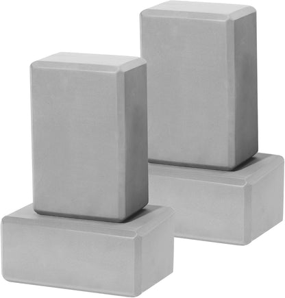 4 Pack Yoga Blocks - Premium EVA Foam Blocks for Pilates Workout, Stretching, Meditation - Yoga Brick for Flexibility, Balance, Spine Strength, Non-slip and Lightweight Exercise Blocks (Gray)