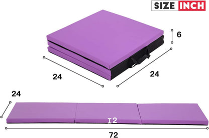 Gymnastics Tumbling Mats Portable Gymnastics Mat Folding Tumbling Mat Thick Yoga Mat Exercise Mat with Carrying Handles for home Workout outdoor Yoga Gymnastic